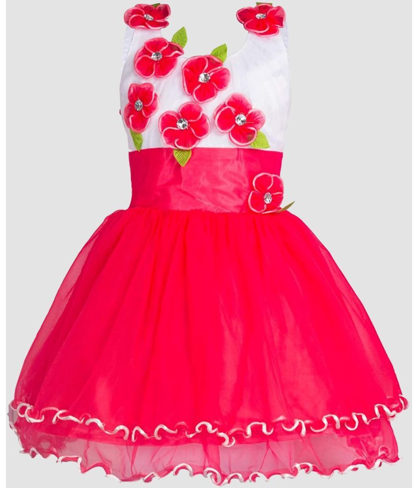     			9stiches - Coral Net Baby Girl Frock ( Pack of 1 )