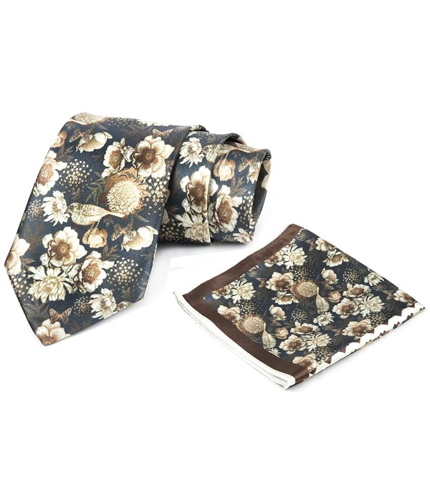     			Axlon Brown Floral Silk Necktie