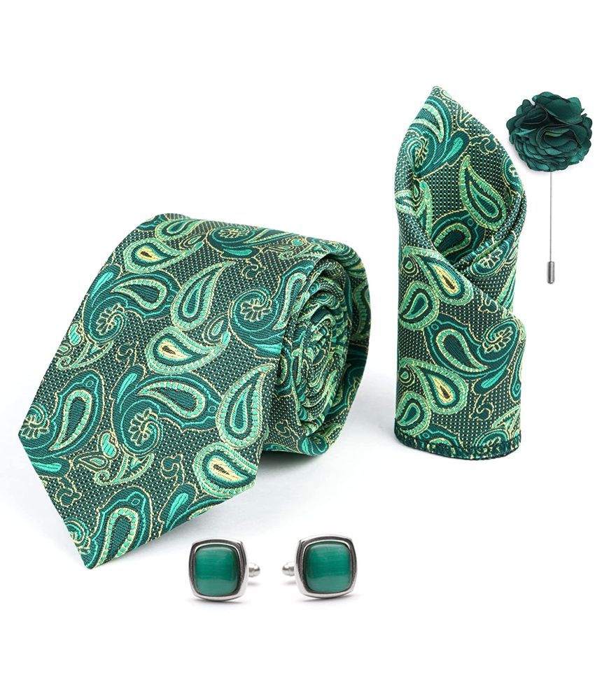     			Axlon Green Printed Silk Necktie