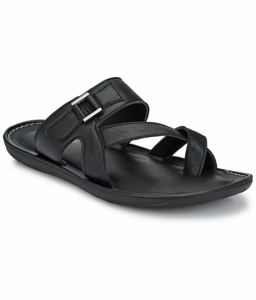     			SHENCES - Black Men's Leather Slipper