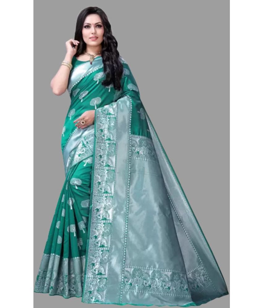     			Sitanjali Lifestyle - Rama Silk Blend Saree With Blouse Piece ( Pack of 1 )