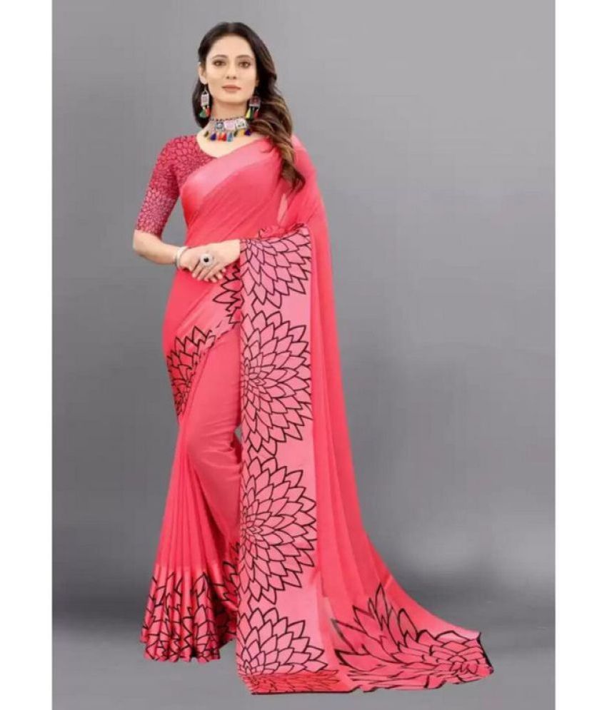     			Sitanjali - Pink Georgette Saree With Blouse Piece ( Pack of 1 )