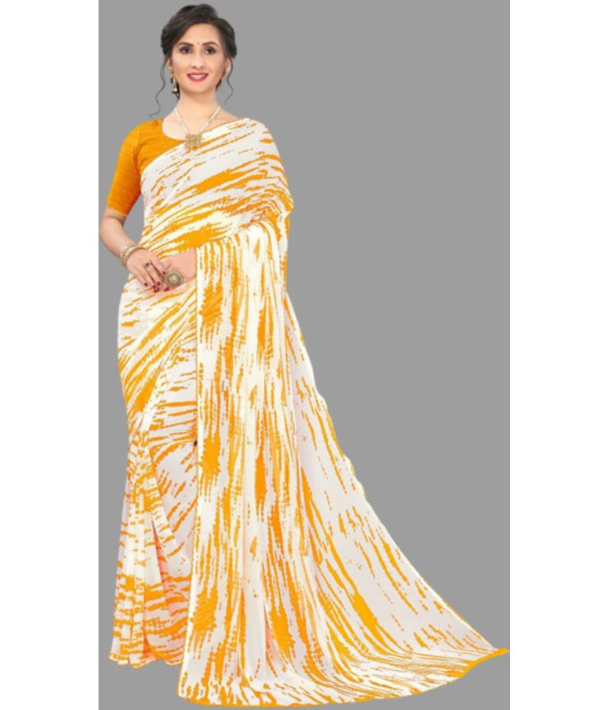     			Sitanjali - Yellow Georgette Saree With Blouse Piece ( Pack of 1 )