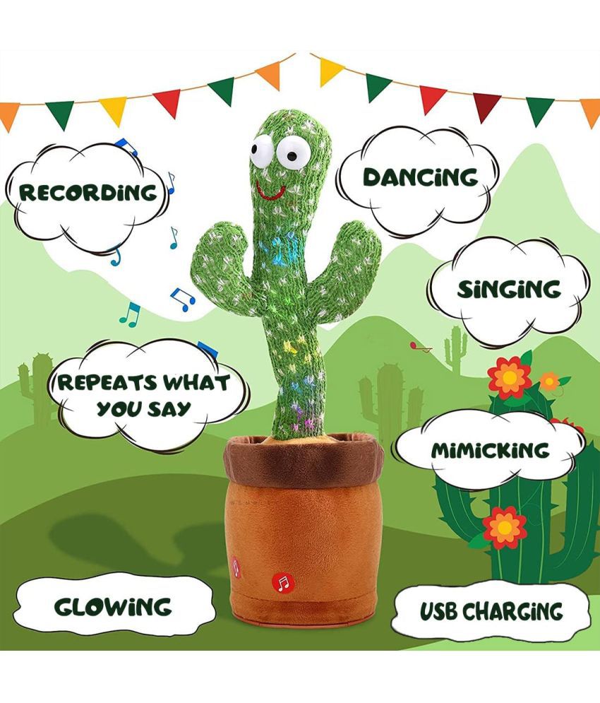     			Anvi Dancing Cactus Talking Toy, Cactus Plush Toy, Wriggle & Singing, Recording, Repeat What You Say, Funny Educational Toy