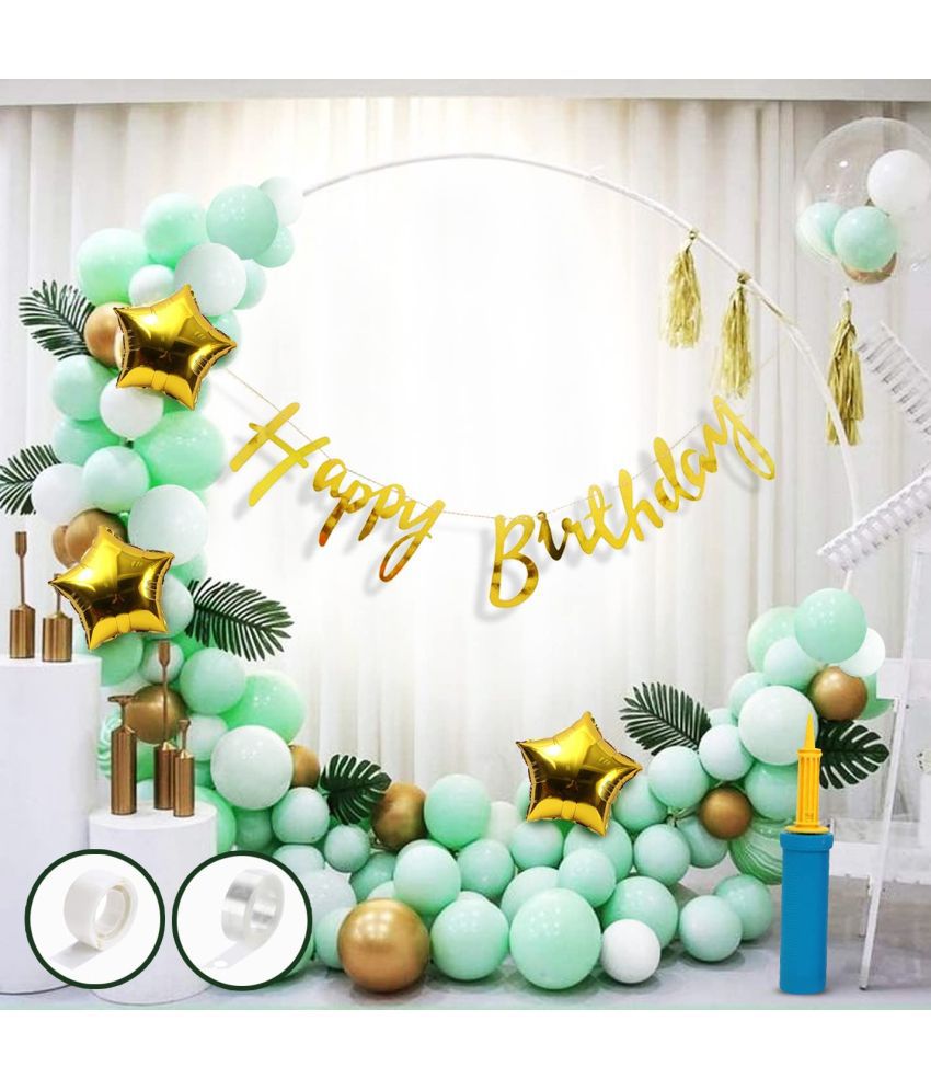     			Devdrishti Products Green Birthday Decoration Items Combo Boys Girls Kids- Happy Birthday Banner (Set of 43)