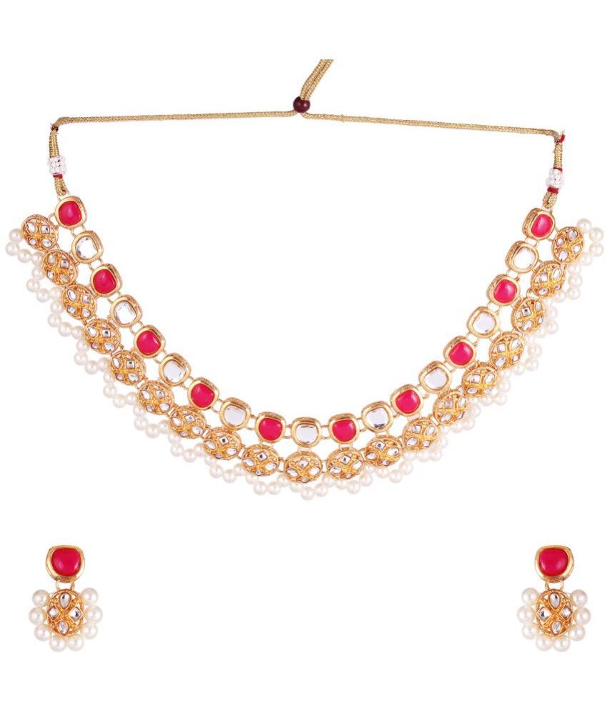     			Divisha - Red Alloy Necklace Set ( Pack of 1 )