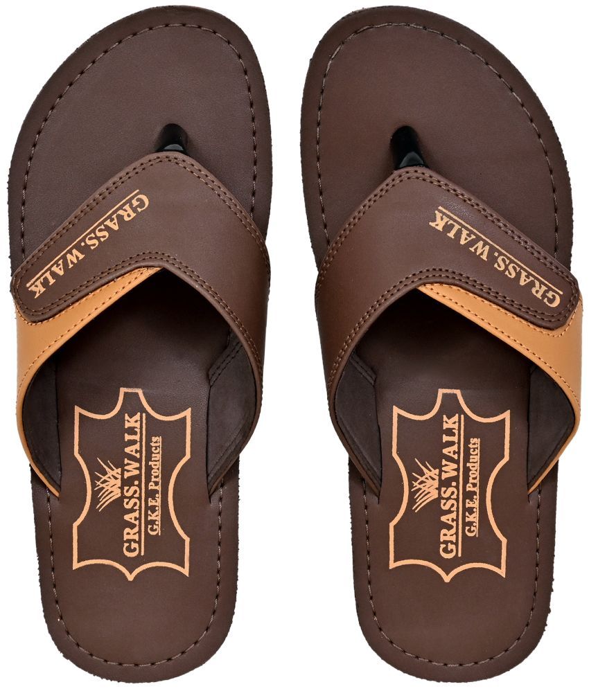     			GRASS WALK - Brown Men's Thong Flip Flop