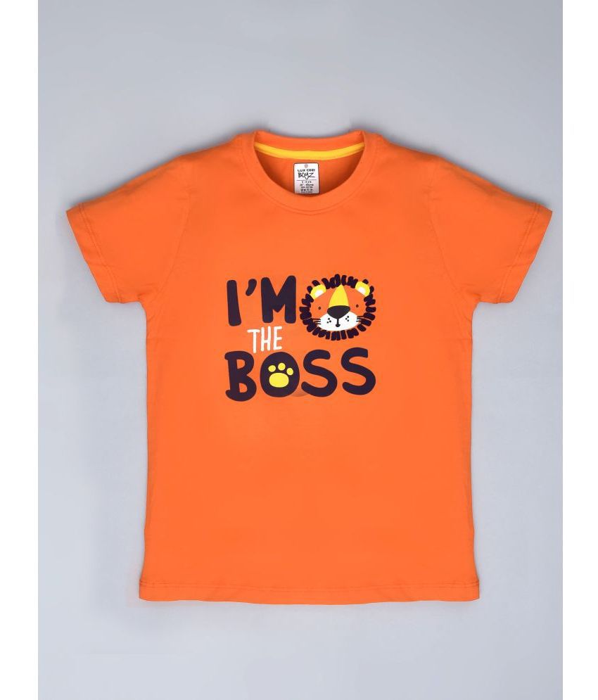    			Lux Cozi - Orange Cotton Boy's T-Shirt ( Pack of 1 )