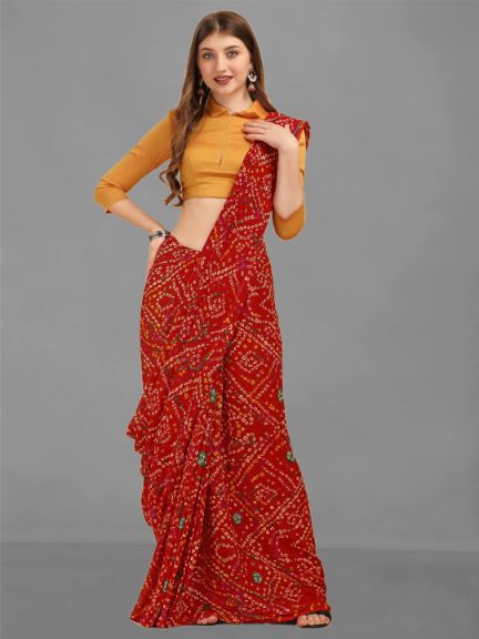     			Vichitro - Red Georgette Saree With Blouse Piece ( Pack of 1 )