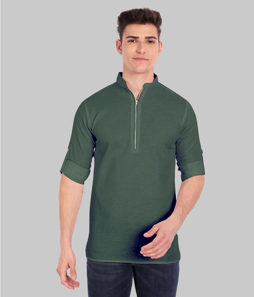     			Vida Loca - Green Cotton Men's Shirt Style Kurta ( Pack of 1 )