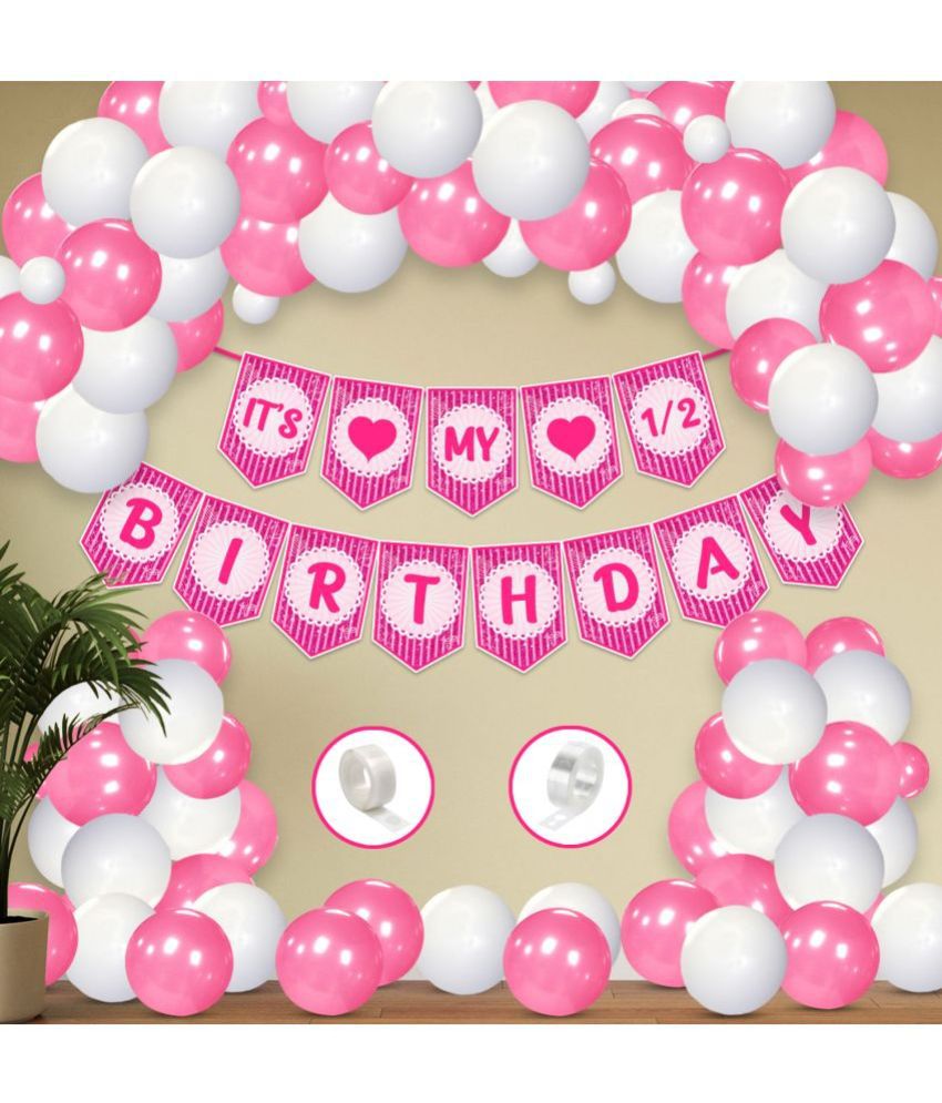     			Zyozi 53 Pieces 6 Months Birthday Decorations its my Half Birthday Banner,Balloons for Girl Boy Baby's (Pack of 53)