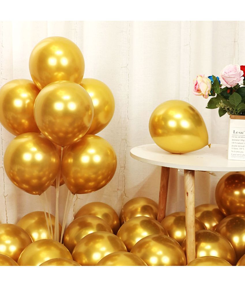     			Zyozi Gold Metallic Balloons Latex Balloons 10 Inch Helium Balloons for Birthday Graduation Baby Shower Wedding Anniversary Party Decorations, (Pack of 20)