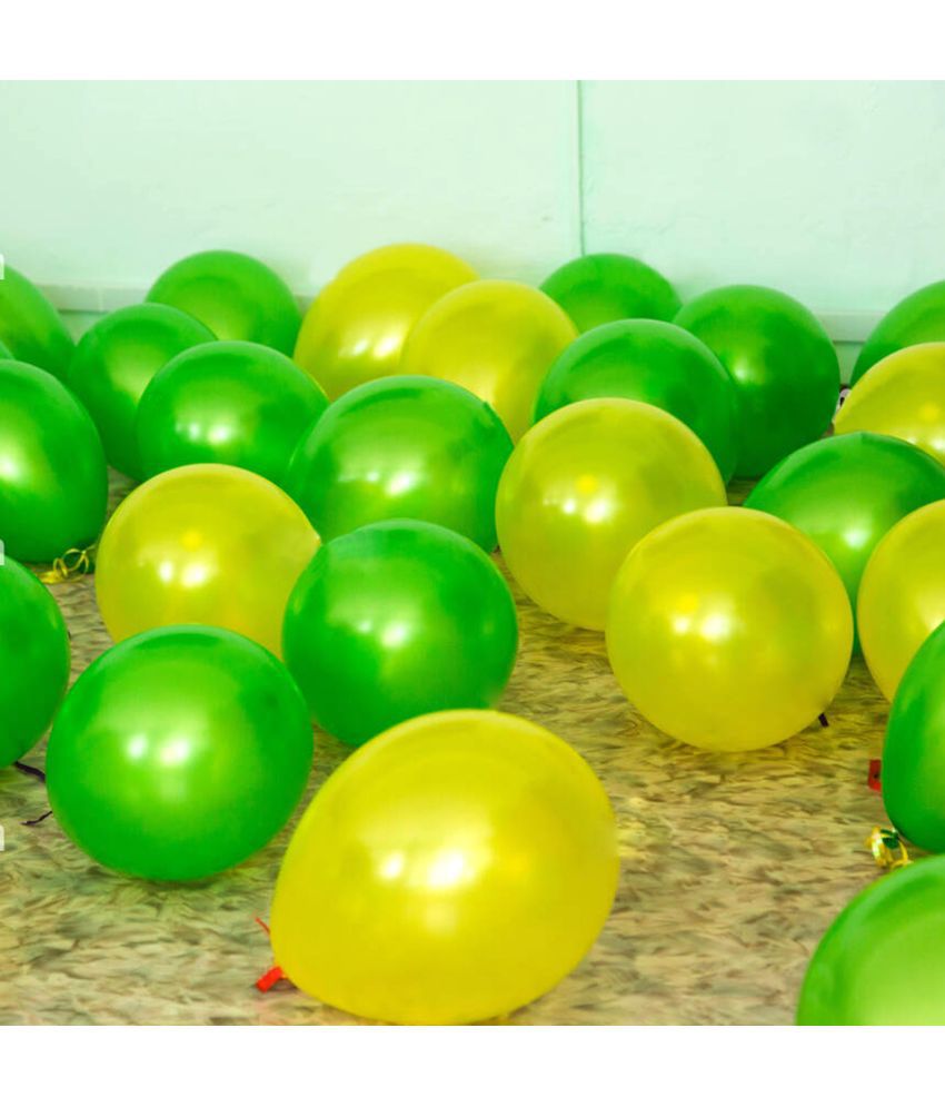     			Zyozi Green Yellow Metallic Balloons Latex Balloons 10 Inch Helium Balloons with Ribbon for Jungle Theme Birthday Graduation Baby Shower Wedding Anniversary Party Decorations, (Pack of 42)