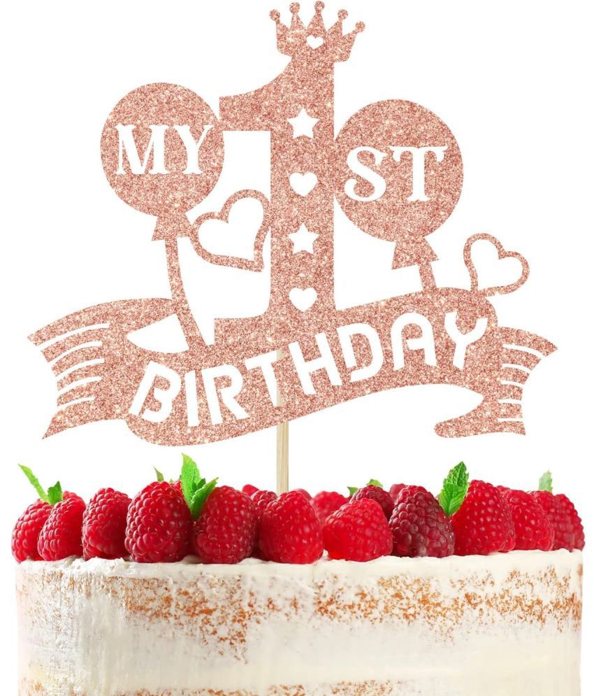     			Zyozi My 1st Birthday Cake Topper, It's My First Birthday/Sweet One Cake Decor, Baby Girls 1st Birthday Party Decorations Rose Gold Glitter