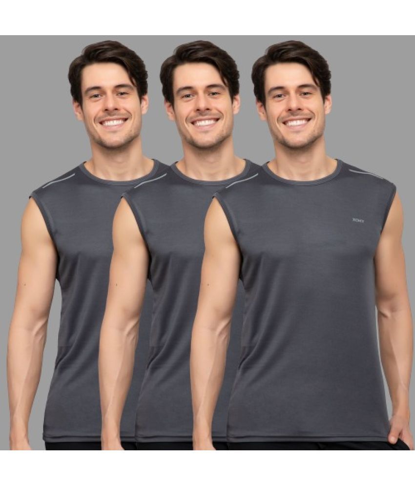     			xohy Pack of 3 Polyester Men's Vest ( Dark grey )