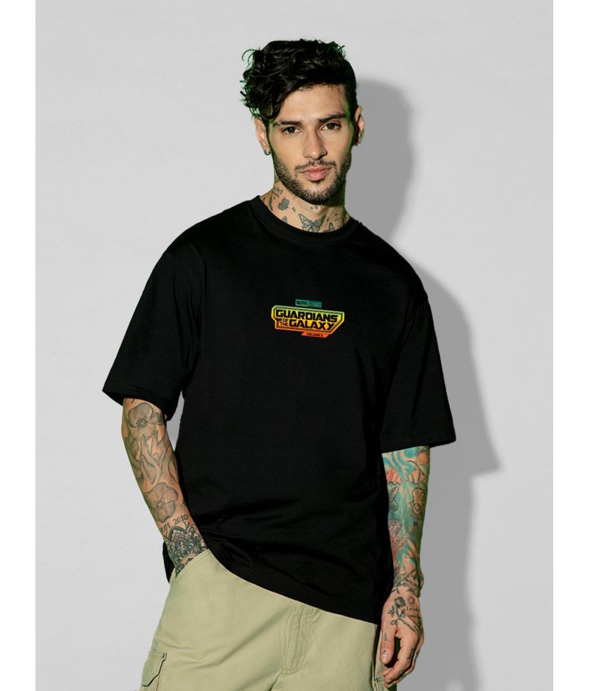     			Bewakoof - Black 100% Cotton Oversized Fit Men's T-Shirt ( Pack of 1 )