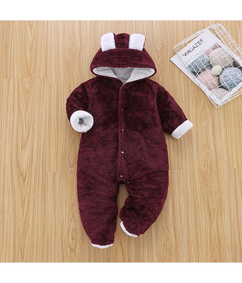     			Brandonn Baby ROMPER BOOTIEE PLAIN COFFEE for Baby Boys & Baby Girls Fleece Fabric With Solid Pattern For Kids/Infants/New Borns of Age 0 - 3 Months (Brown)