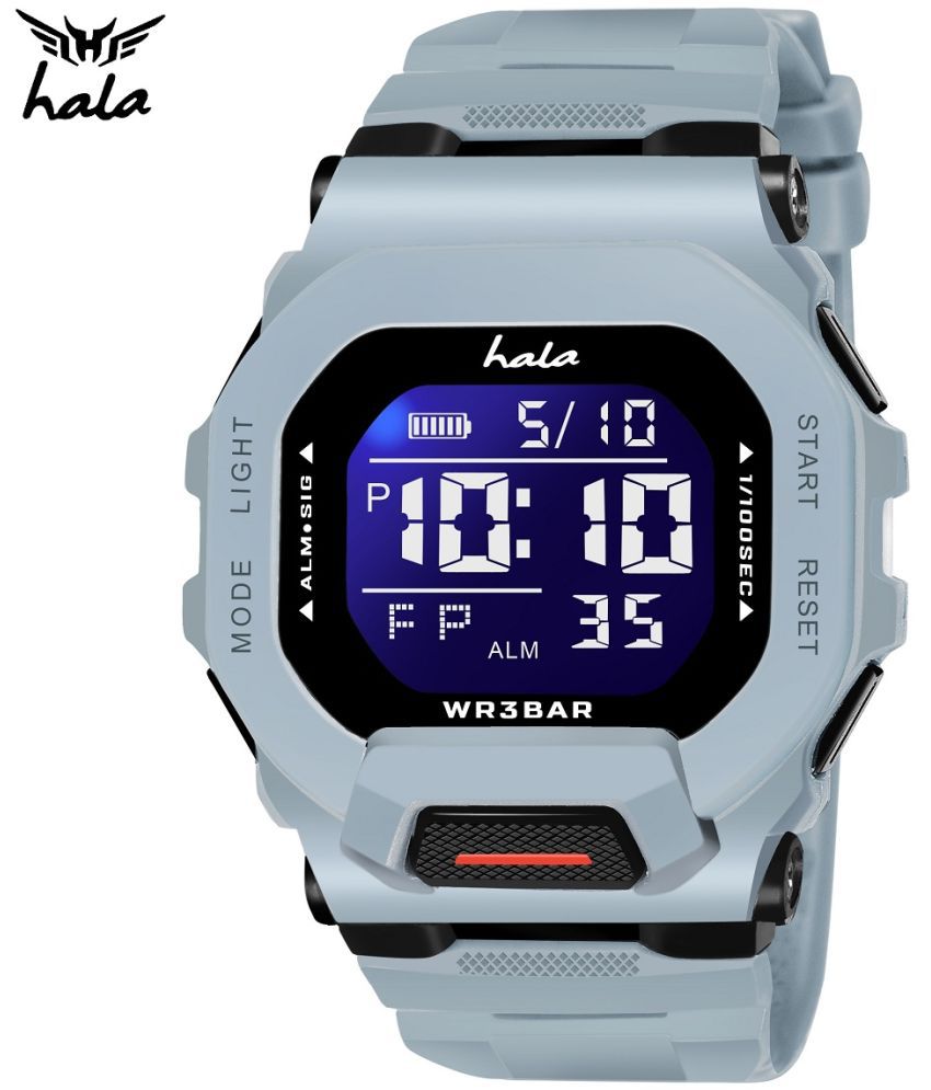     			Hala - Light Grey Silicon Digital Men's Watch