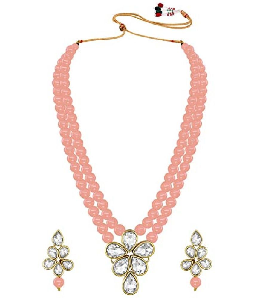     			I Jewels - Peach Alloy Necklace Set ( Pack of 1 )