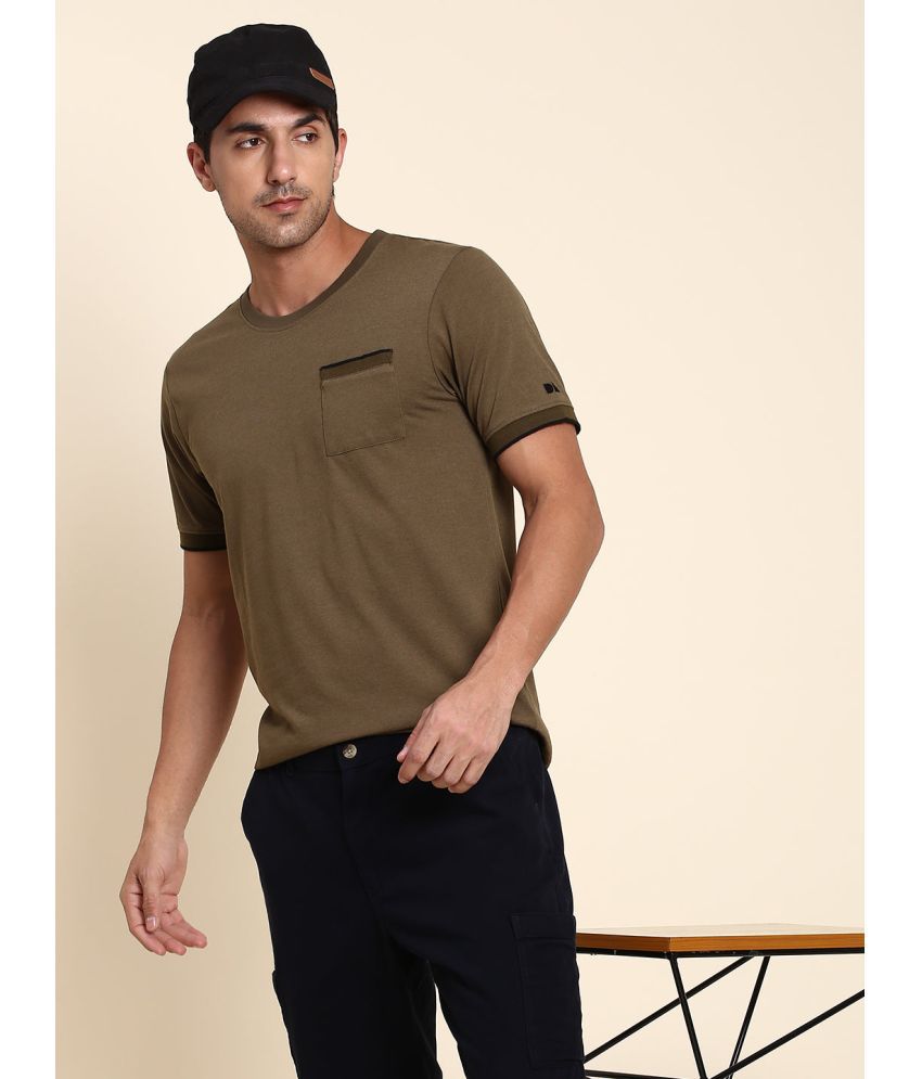     			Dennis Lingo - Olive Cotton Blend Slim Fit Men's T-Shirt ( Pack of 1 )