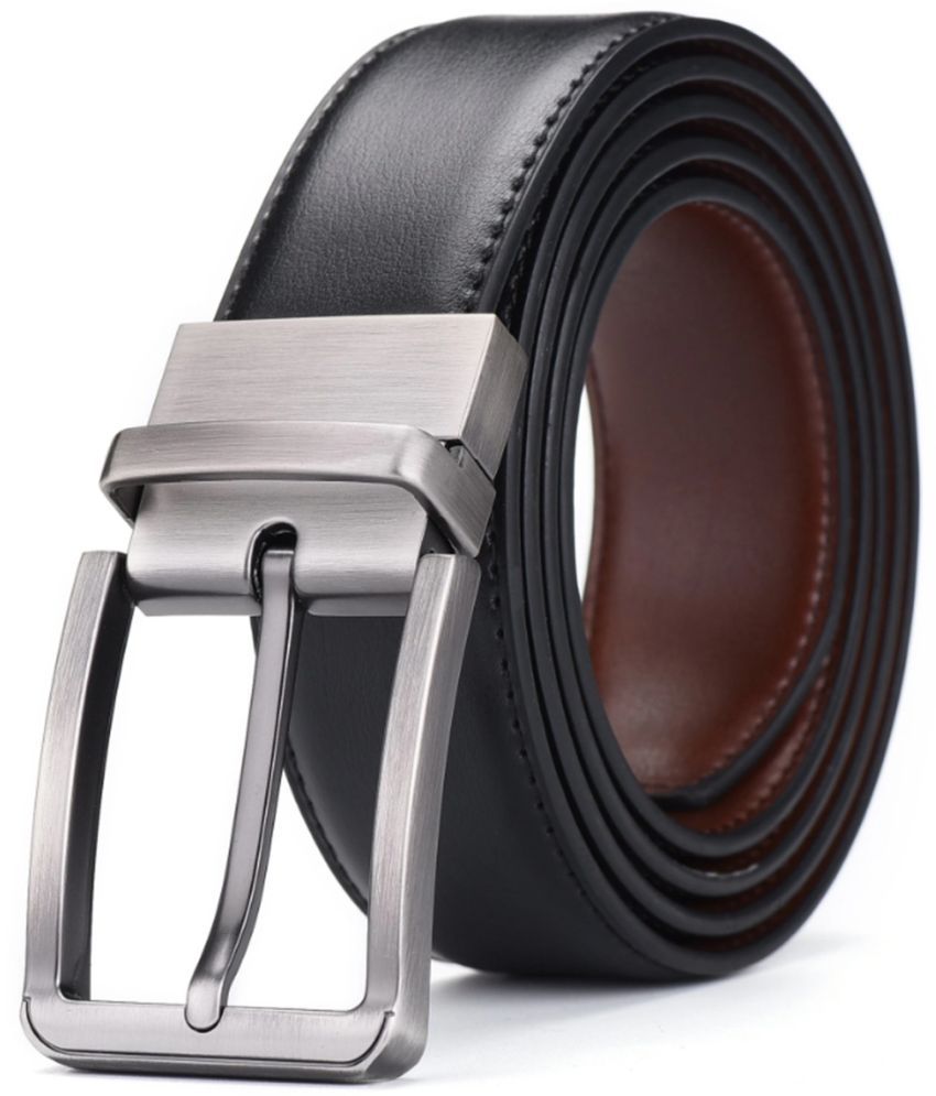     			Loopa - Black Faux Leather Men's Reversible Belt ( Pack of 1 )