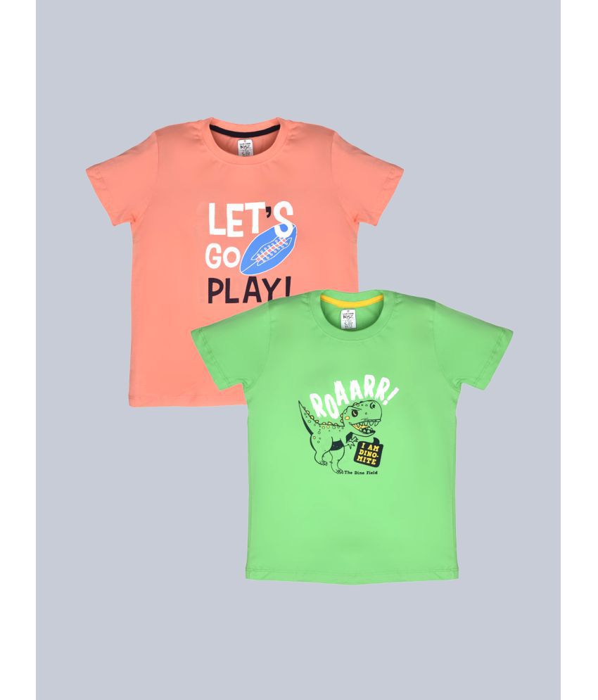    			Lux Cozi - Green Cotton Boy's T-Shirt ( Pack of 2 )