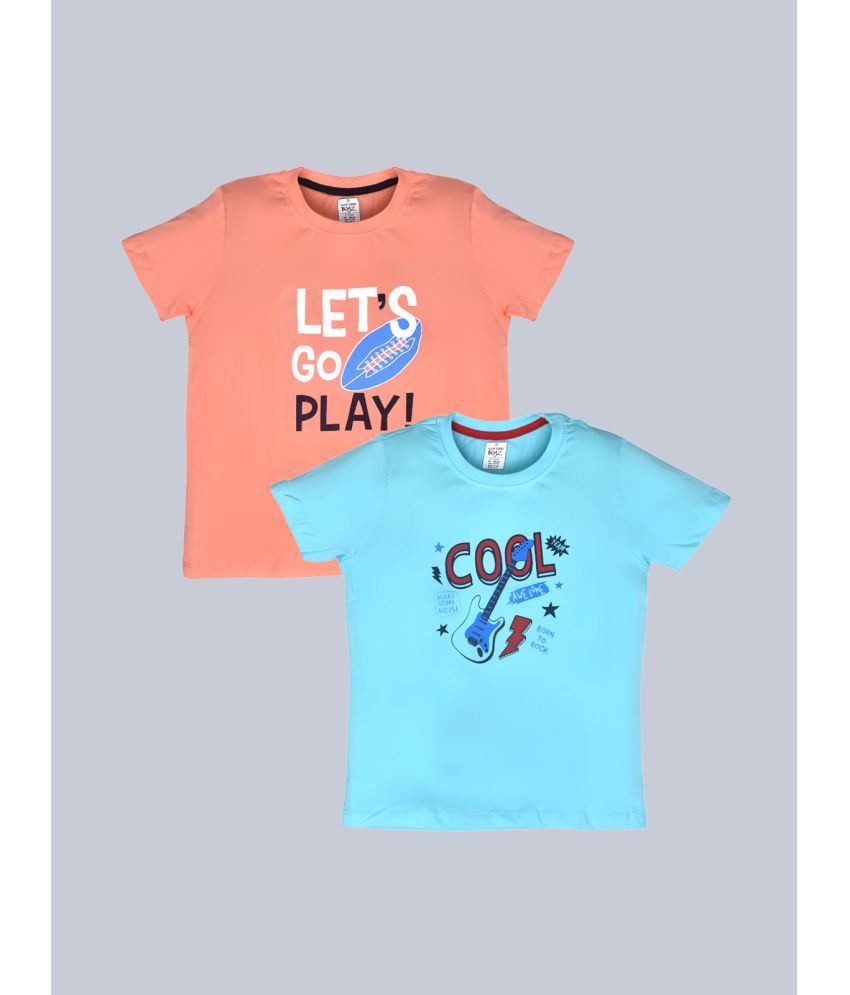     			Lux Cozi - Peach Cotton Boy's T-Shirt ( Pack of 2 )