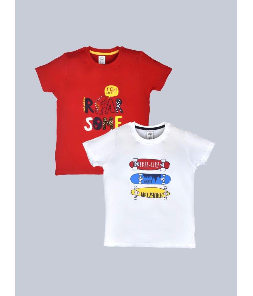     			Lux Cozi - Red Cotton Boy's T-Shirt ( Pack of 2 )
