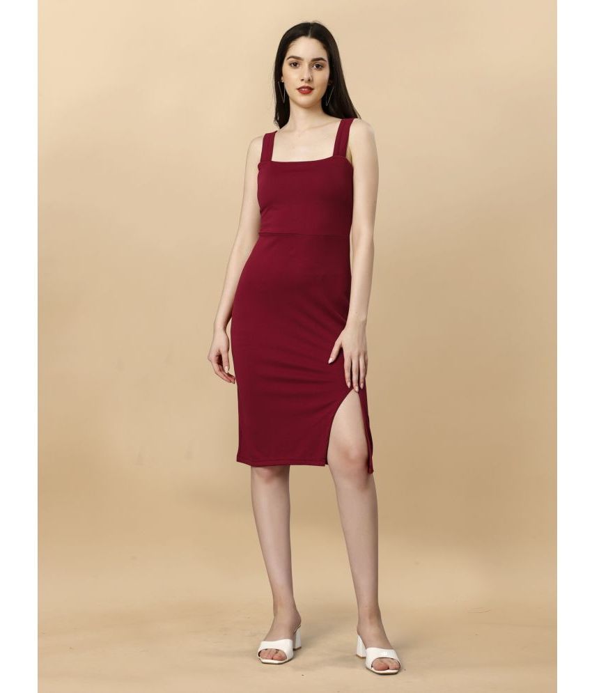    			Apnisha - Maroon Polyester Women's Side Slit Dress ( Pack of 1 )