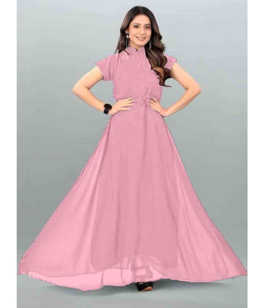     			RAIYANI FASHION - Pink Georgette Women's Gown ( Pack of 1 )