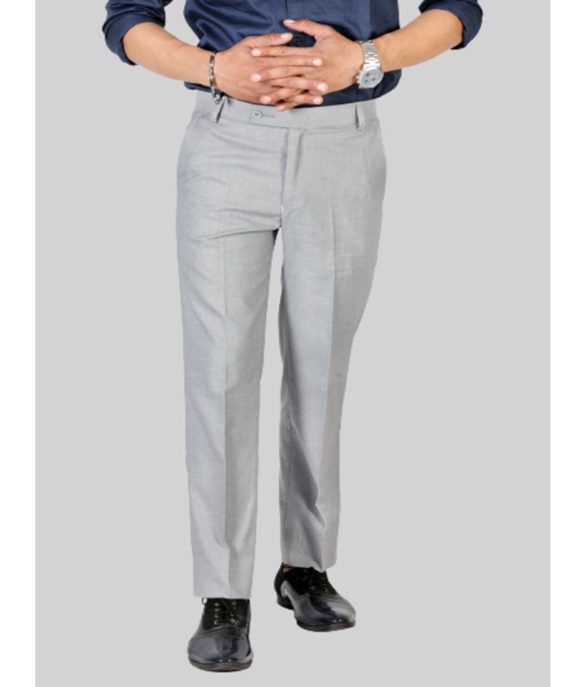     			THE DS Light Grey Regular Formal Trouser ( Pack of 1 )