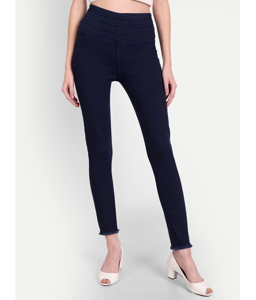     			AngelFab - Denim Skinny Fit Navy Blue Women's Jeggings ( Pack of 1 )