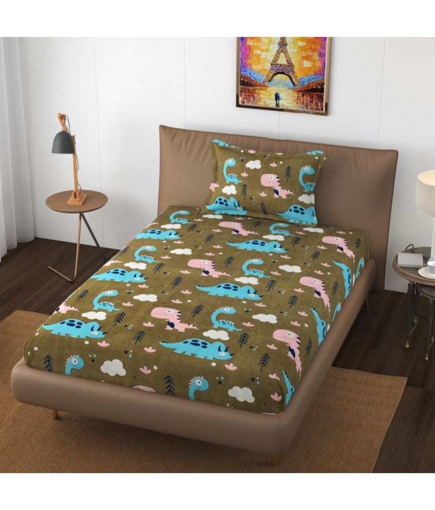     			Apala Microfiber Animal Single Bedsheet with 1 Pillow Cover - Multicolor