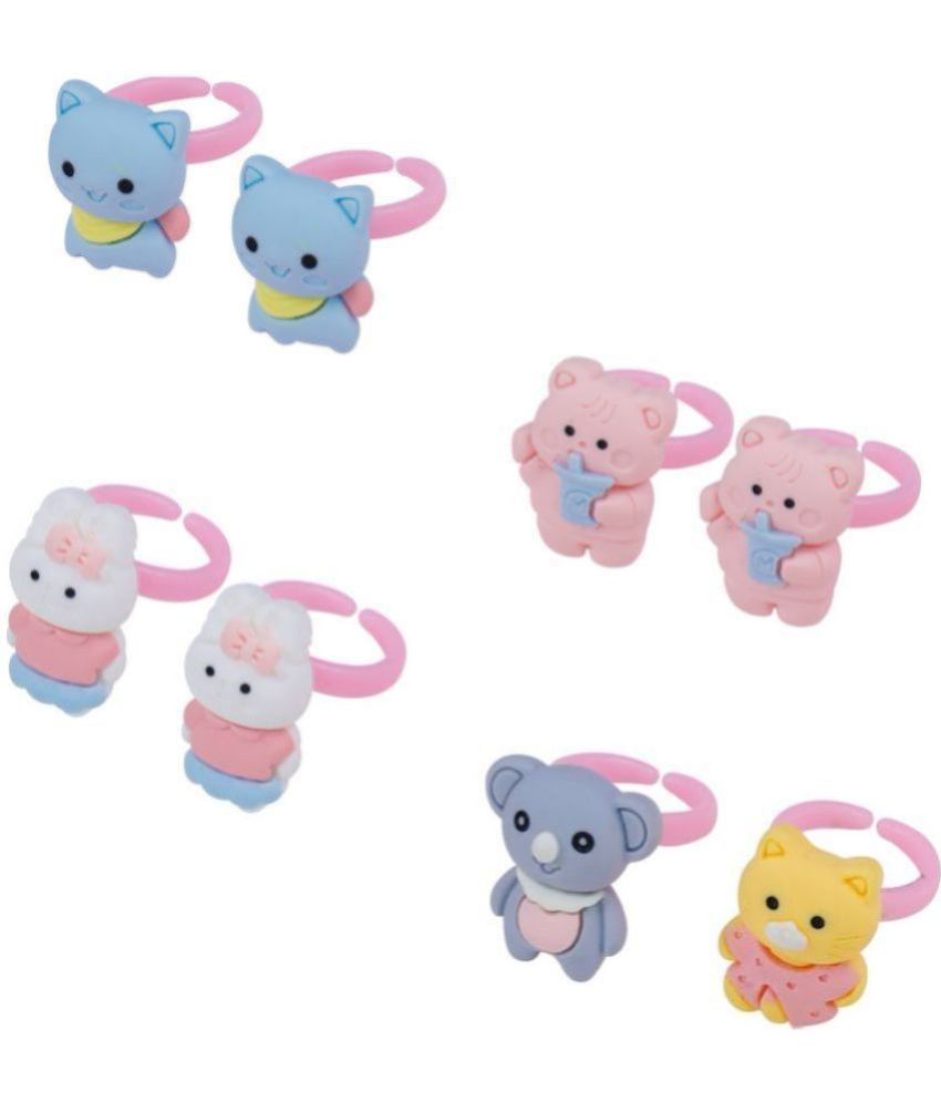 Fashionable Plastic Rings Adjustable animal shape 8 pieces Plastic Ring For kids