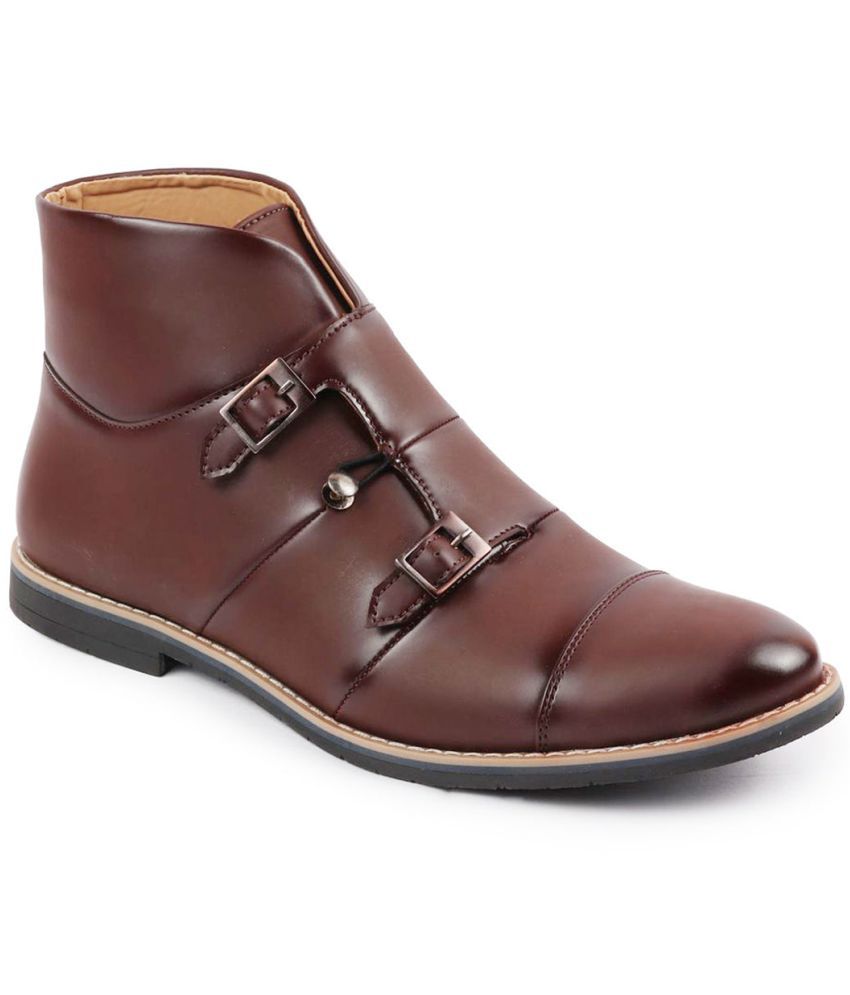     			Fausto - Brown Men's Monk Strap Formal Shoes