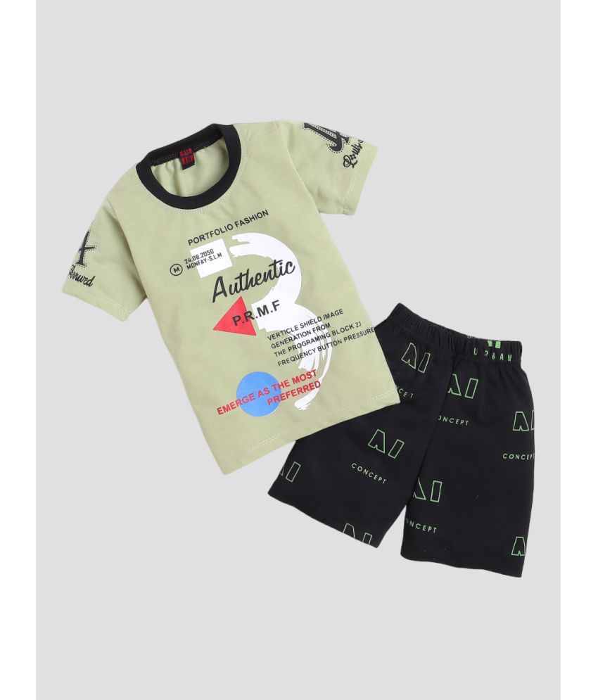     			Fourfolds - Olive Cotton Baby Boy T-Shirt & Shorts ( Pack of 1 )