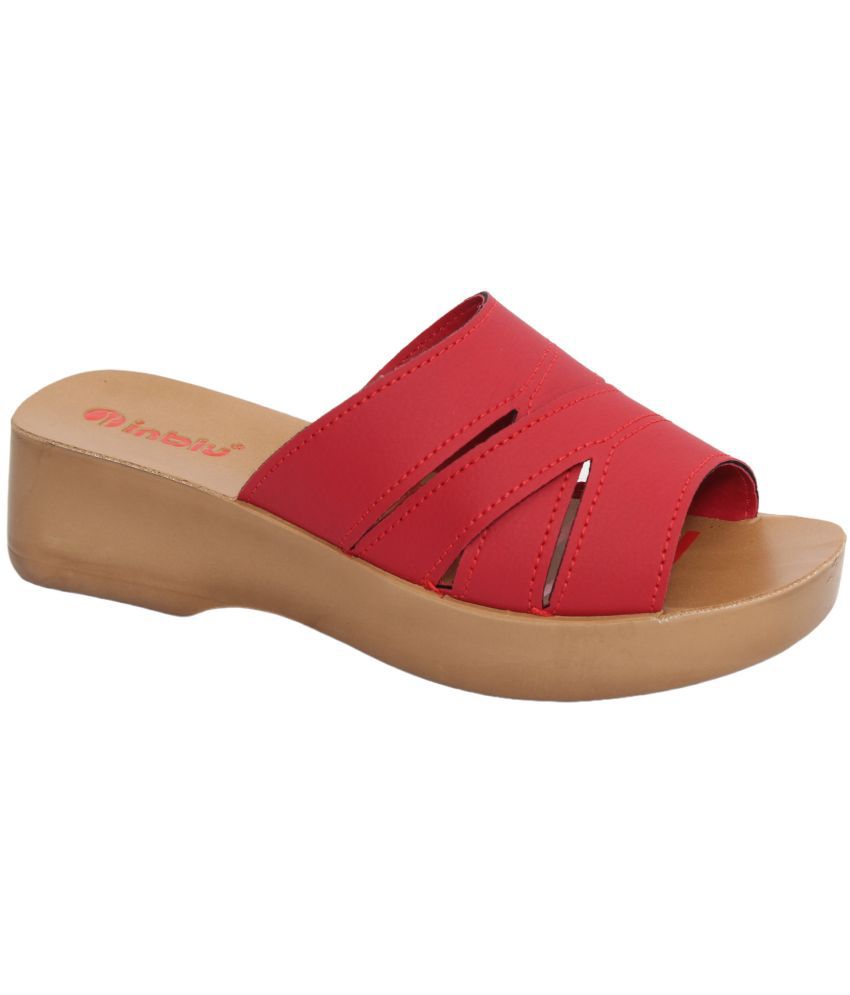     			Inblu - Red Women's Slip On Heels