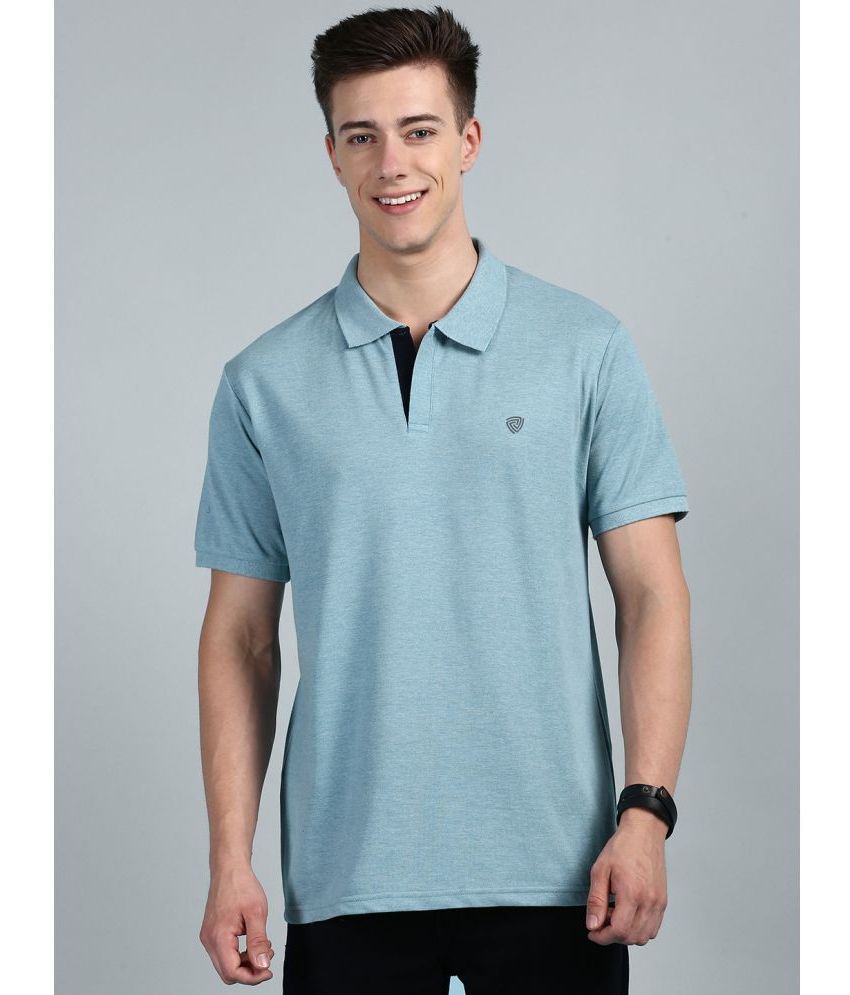     			Lux Cozi Cotton Regular Fit Self Design Half Sleeves Men's Polo T Shirt - Blue ( Pack of 1 )