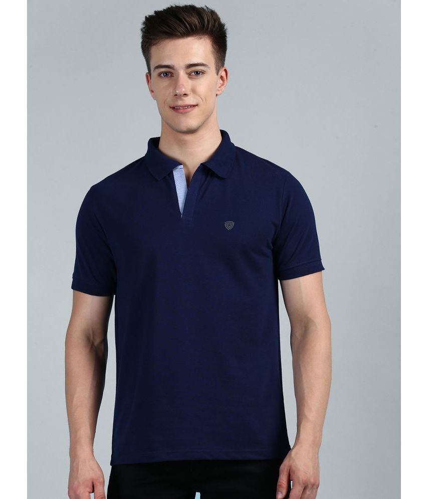     			Lux Cozi Cotton Regular Fit Solid Half Sleeves Men's Polo T Shirt - Melange Navy ( Pack of 1 )