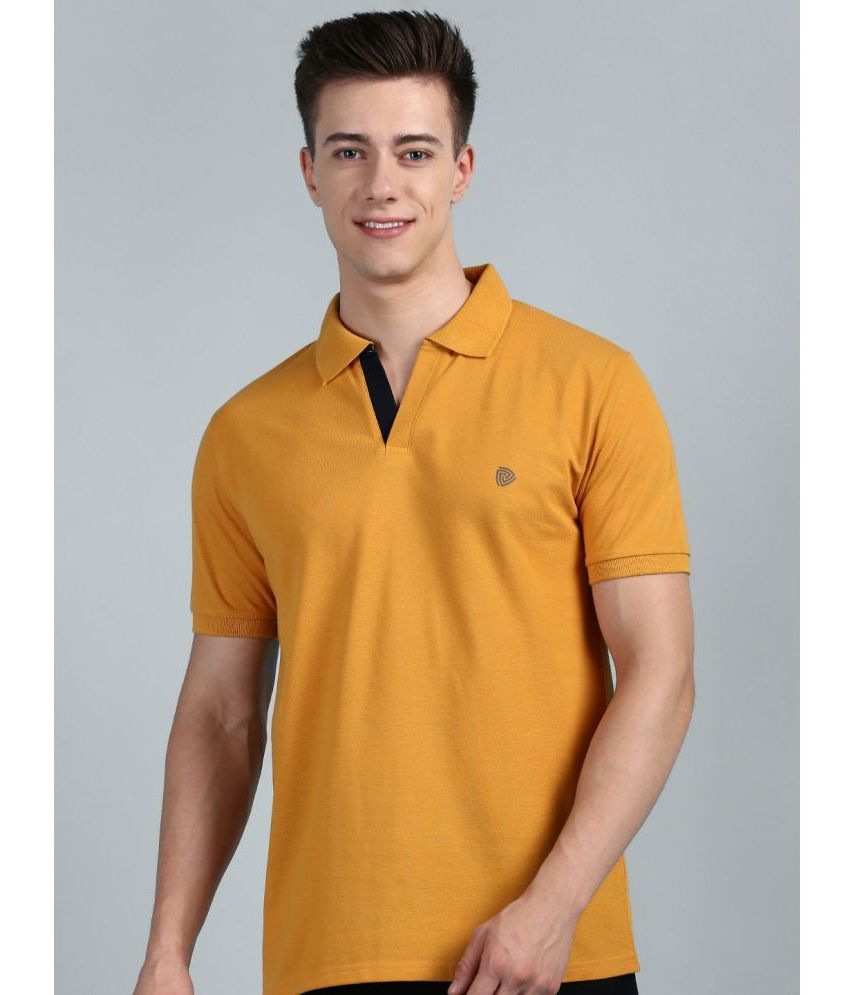     			Lux Cozi Cotton Regular Fit Solid Half Sleeves Men's Polo T Shirt - Mustard ( Pack of 1 )