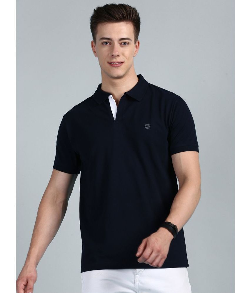     			Lux Cozi Cotton Regular Fit Solid Half Sleeves Men's Polo T Shirt - Navy Blue ( Pack of 1 )