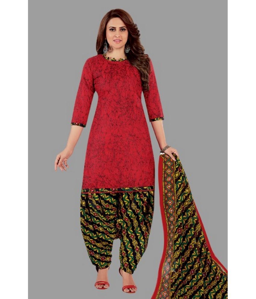     			SIMMU - Red Straight Cotton Women's Stitched Salwar Suit ( Pack of 1 )