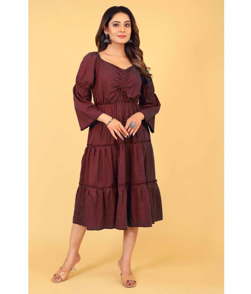     			Style Samsara - Brown Crepe Women's Fit & Flare Dress ( Pack of 1 )