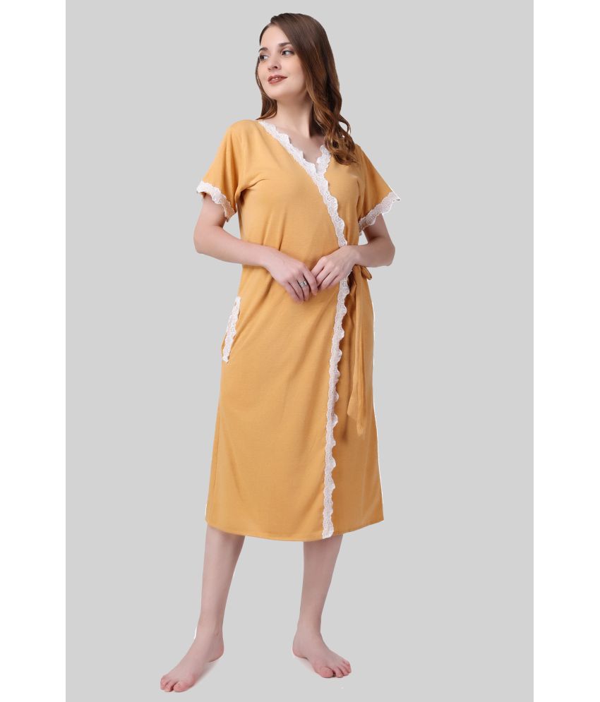     			Affair - Yellow Cotton Blend Women's Nightwear Nighty & Night Gowns ( Pack of 1 )