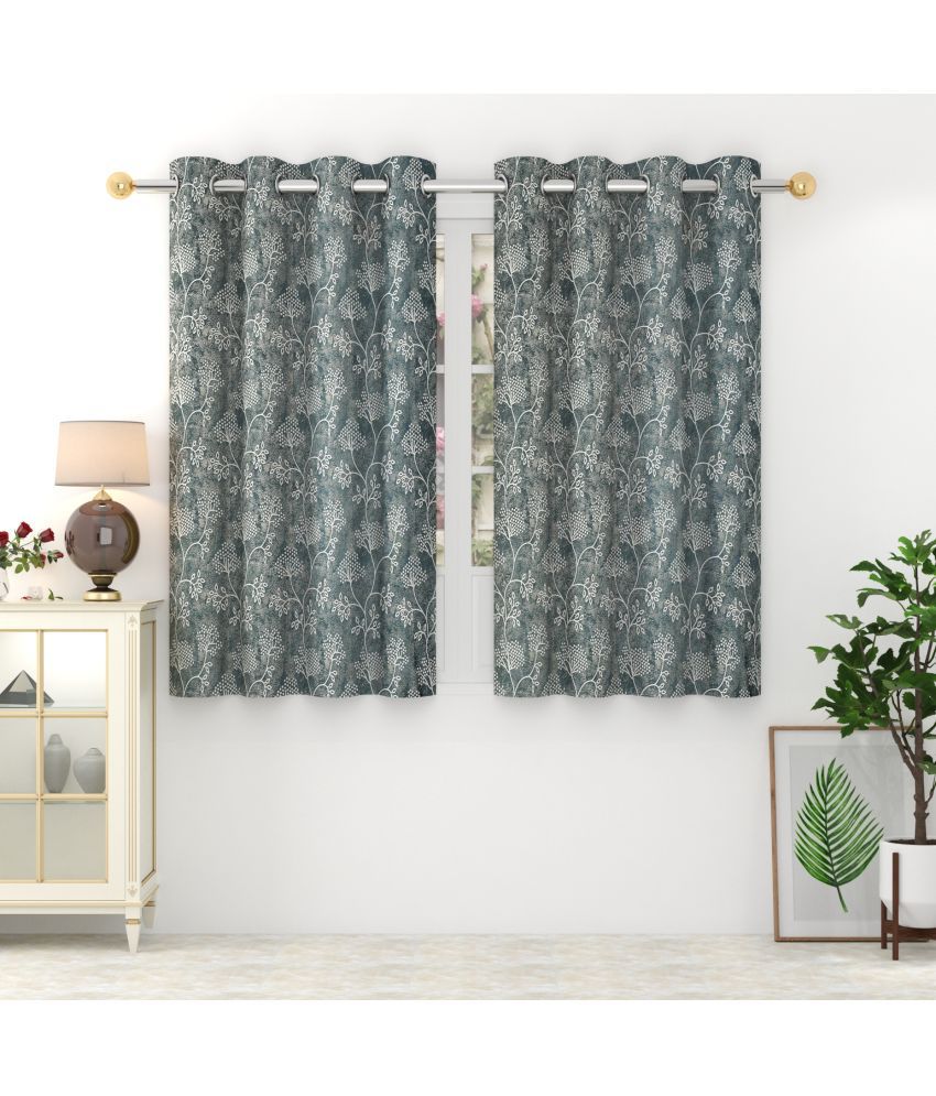     			Homefab India Printed Blackout Eyelet Window Curtain 5ft (Pack of 2) - Light Grey