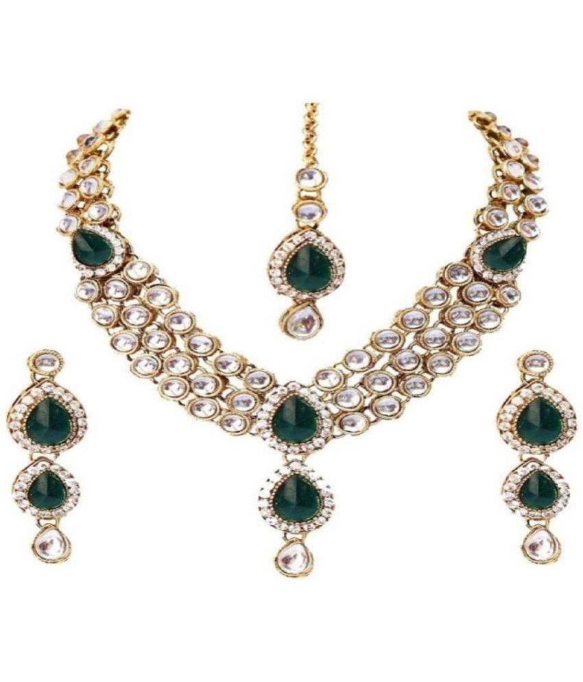     			I Jewels - Green Alloy Necklace Set ( Pack of 1 )