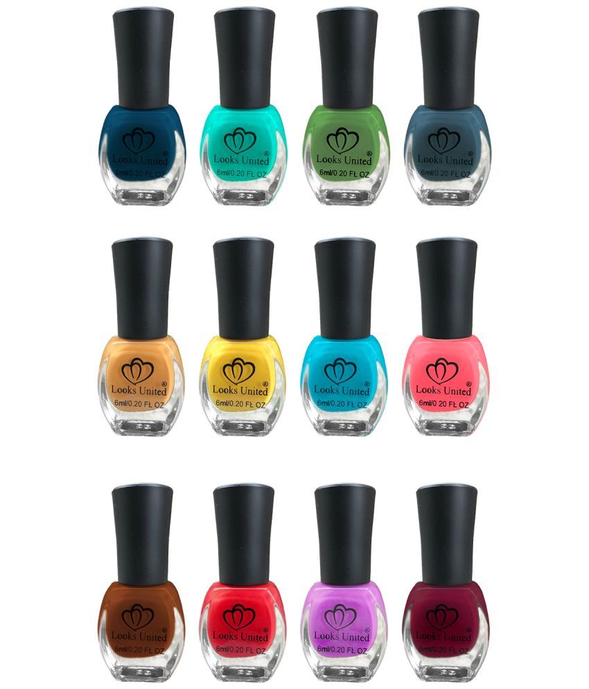     			Looks United - Multi Glossy Nail Polish ( Pack of 12 )