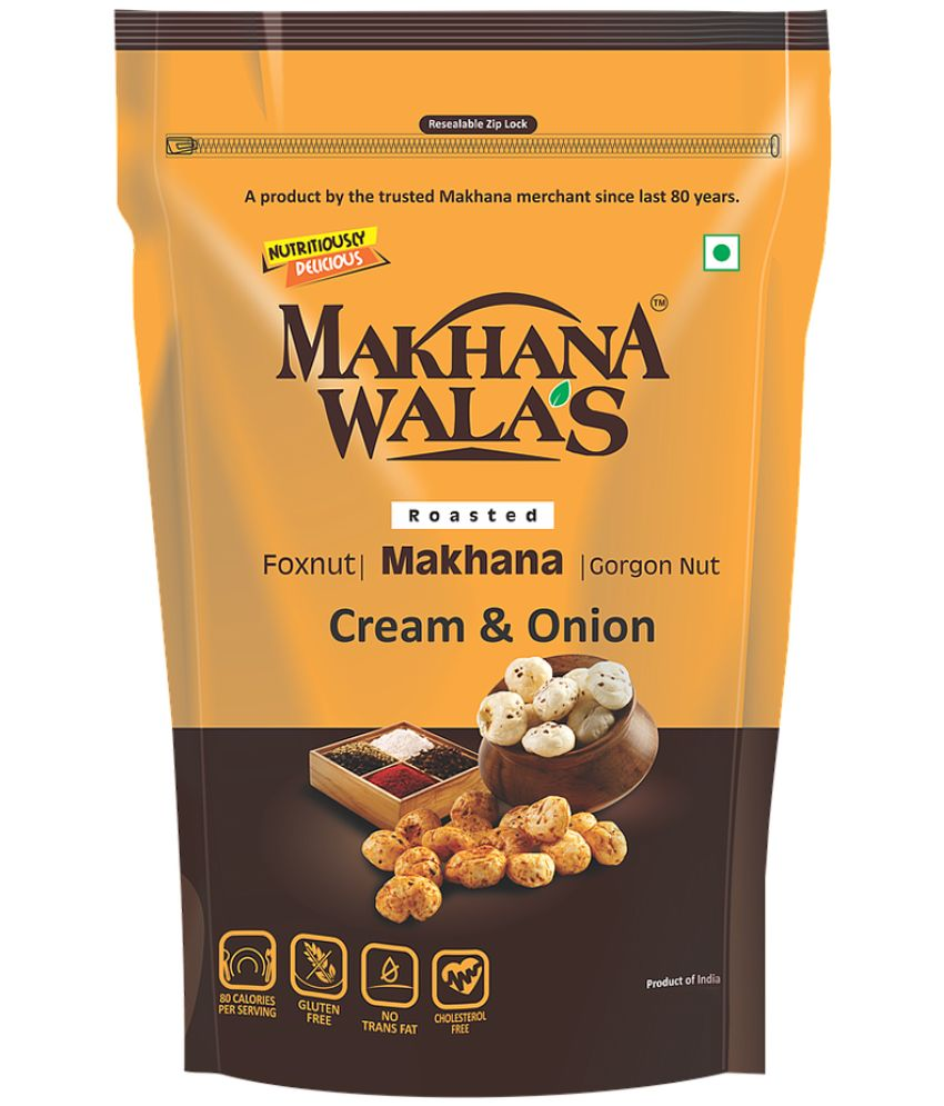     			Makhanawala’s Roasted Makhana (Foxnuts)/ Gorgon nut |Cream Onion | Gluten Free Vegan Snacks | Healthy Diet Immunity Booster Snacks | Flavored makhana, Pack of 2, 70g Each.