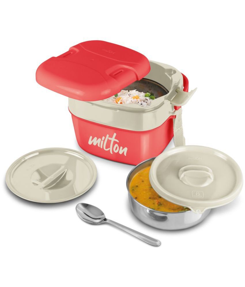     			Milton Cubic Small Inner Stainless Steel Tiffin Box, 800 ml, Red