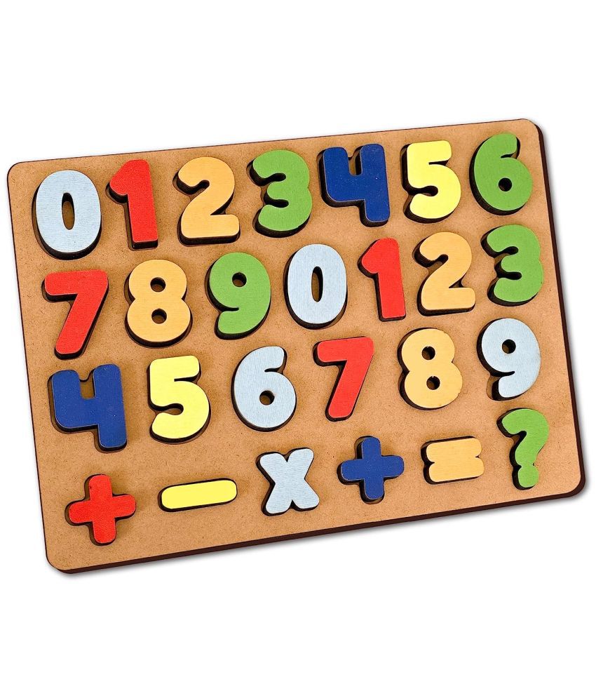     			Mini Leaves Wooden Chunky Number Math Puzzle, Wooden Number Shape Counting Learning Puzzles for Toddlers, Preschool Educational Learning Board Toys for Kids Ages 2+